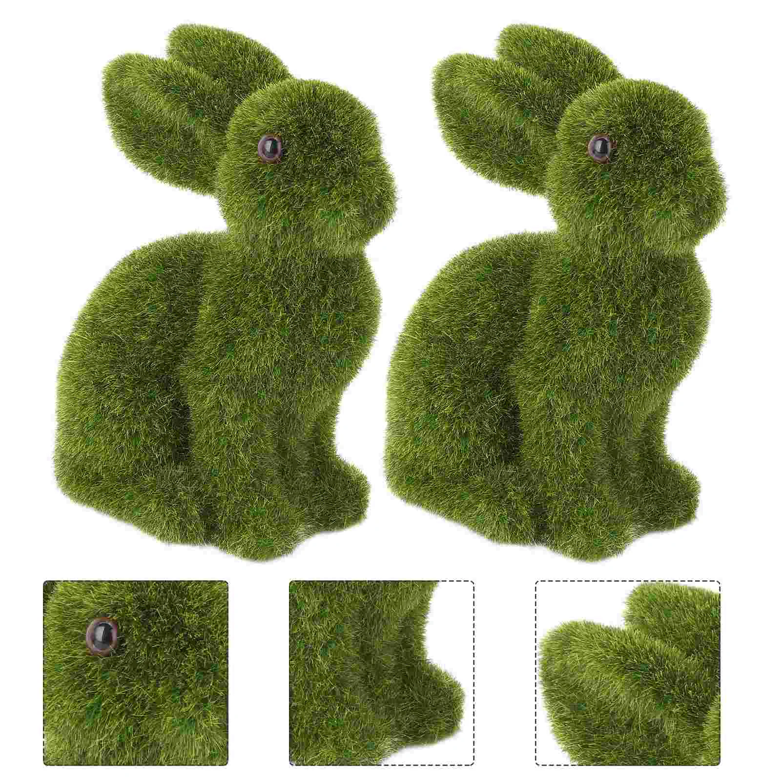 

Rabbit Bunny Easter Animal Decor Figurines Sculpture Flocked Holiday Table Fake Faux Sculptures Green Centerpieces Centerpiece