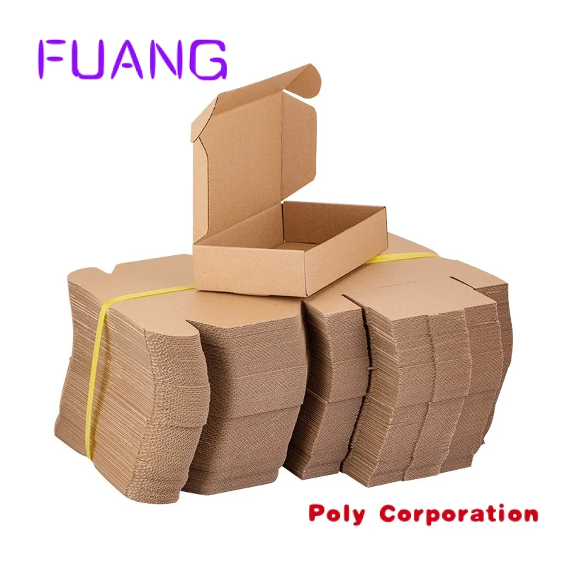 Custom Print Logo Brown Cardboard Packaging Carton Kraft Corrugated Paper Boxes Factory Wholesale packing box for small business