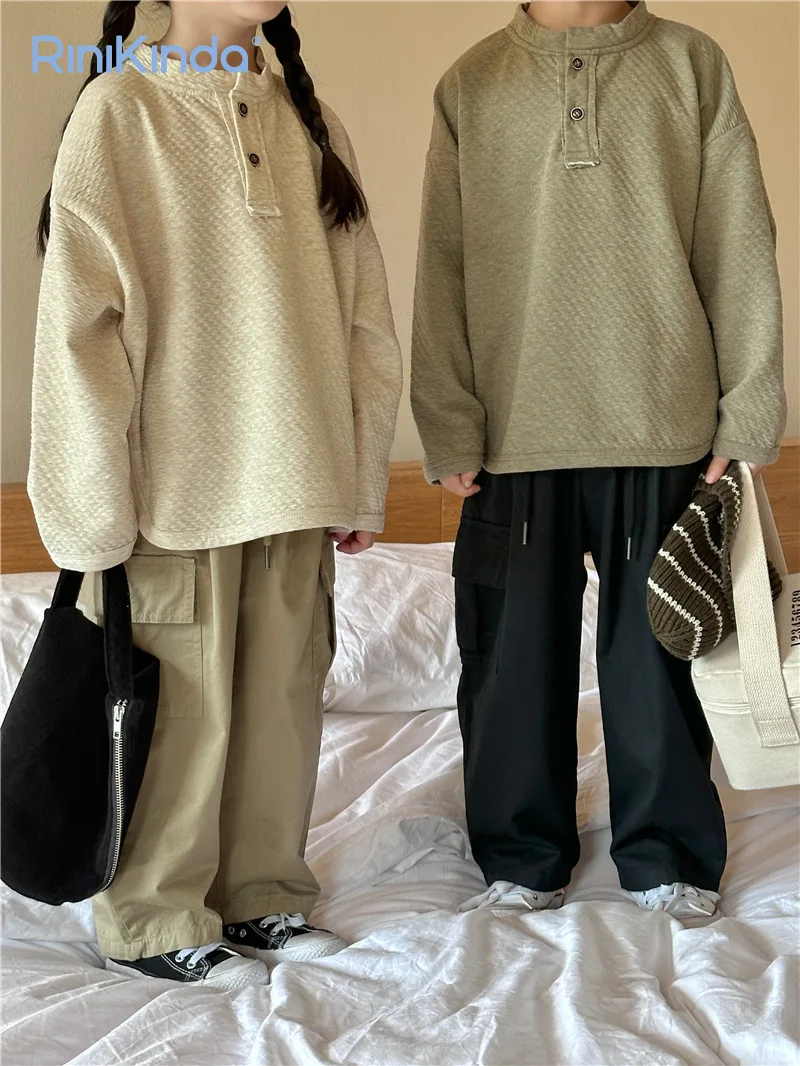 

2023 New Kids Baby Boy Girl Pants Autumn Solid Pockets Long Trousers for Girls Boys Casual Pants Children Clothing