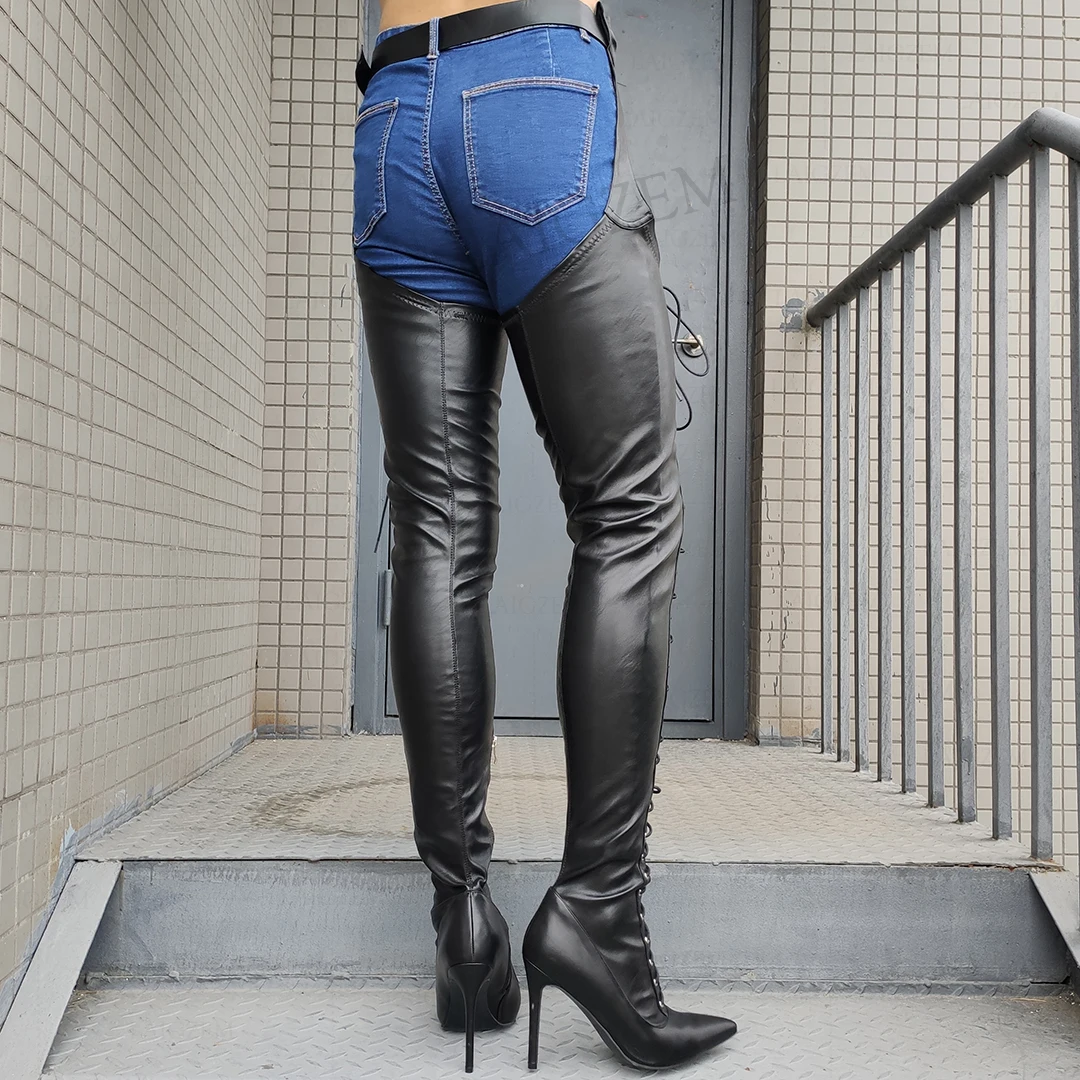 Женские ботинки ZHIMA эластичные на высоком каблуке-шпильке с поясом женские