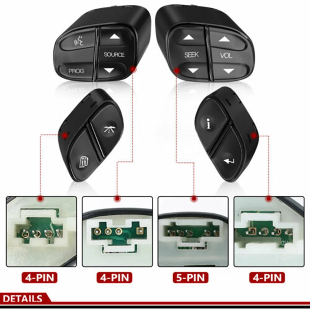 

4pcs Car Steering Wheel Radio Volume Control Switch Button Set For Chevrolet For GMC Cadilac Steering Wheel Control Buttons