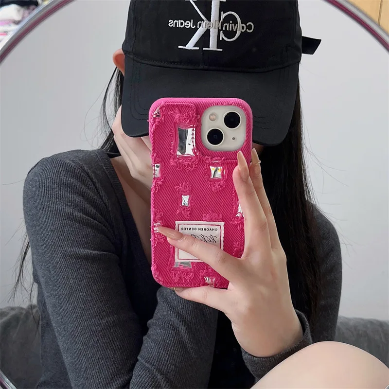 Классический Ins корейский милый джинсовый холщовый чехол для телефона iPhone 15 Pro 11 12