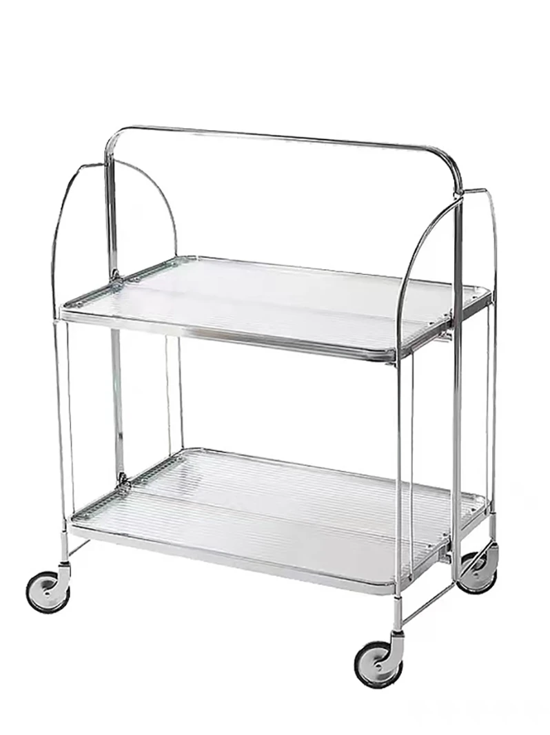 

304 Stainless Steel Mid-Ancient Changhong Glass Trolley Folding Dining Car Retro Storage Rack Movable Tea Table