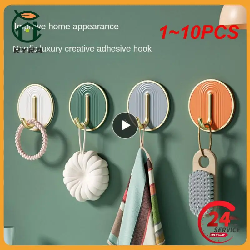 

1~10PCS Door Hook Convenient Access A Variety Of Colors Punch-free Sticky Hook Durable Gold-plated Hook Strong Load-bearing