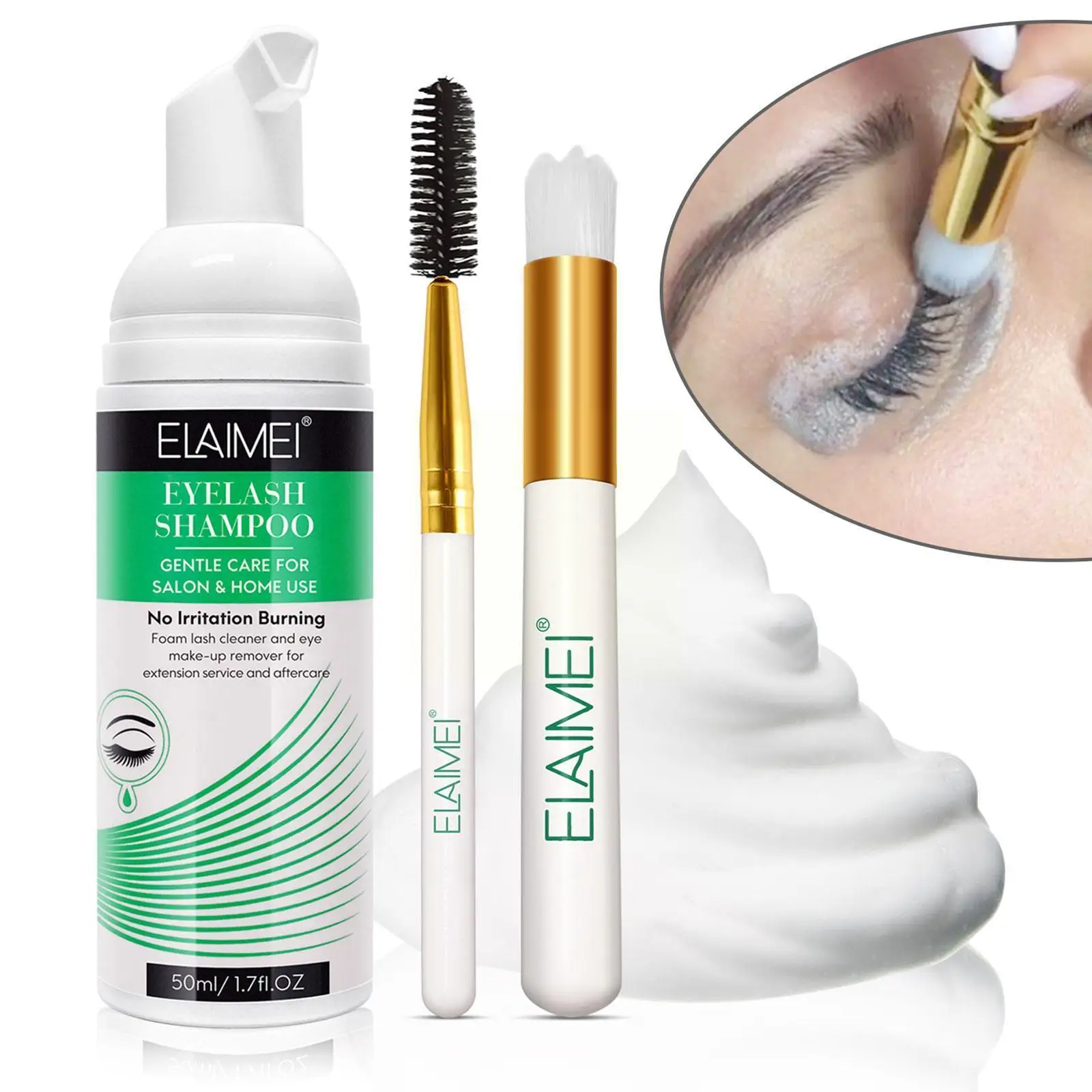 

50ml Eyelashes Extensions Cleaner Kit With Brush Grafting Washing No Mousse Foam Cleansing Stimulation Extension Eyelashes M8g5