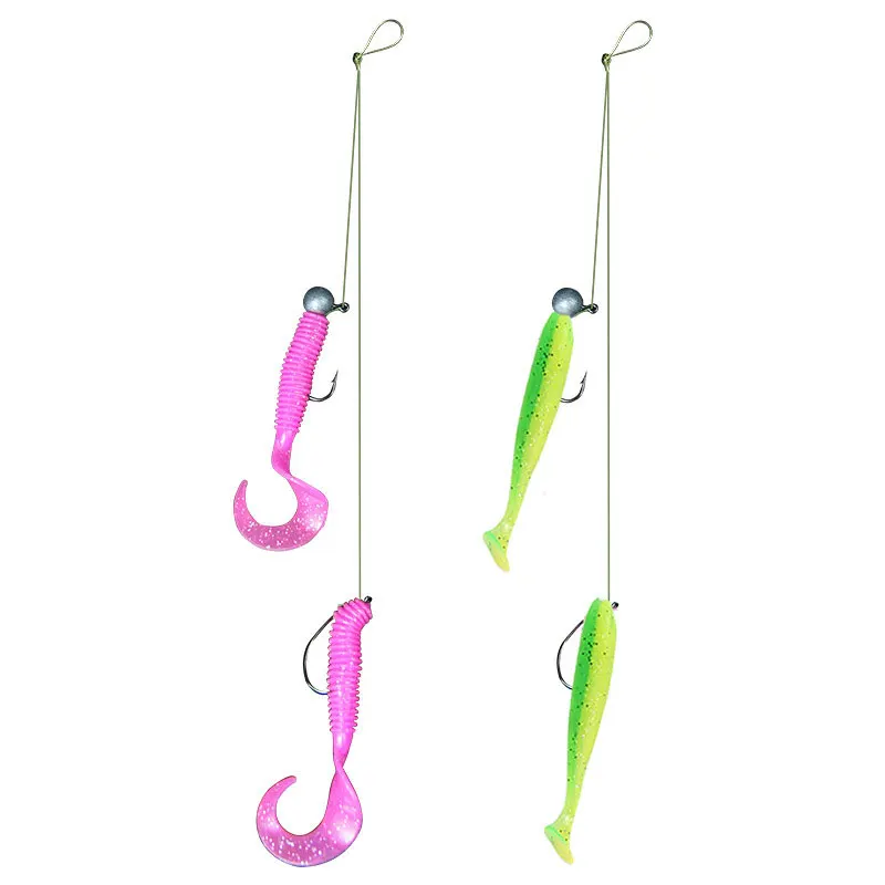

AS 2 Set Jig Head T Tail Wobbler Cluster Soft Lure Fishing Bait Pesca Metal Fish Sea Bass Leurre Tackle Swim Cast Bait