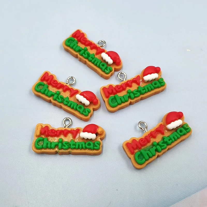 10 шт. Рождественские Подвески в виде букв, милые Подвески из смолы, подвески для сережек, браслетов, брелоков, сделай сам, детские украшения C1090