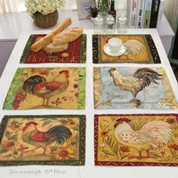 new linen easter chicken printed place table mat cloth pad cup doilies dish tea coaster party dining placemat kitchen accessory