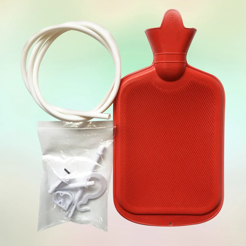 

2000ml Reusable Enema Bag Kit Rubber Hot Water Bag for Water (Red)
