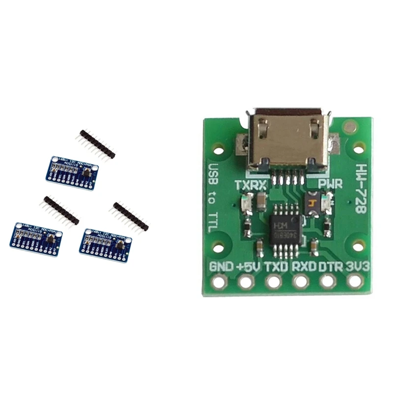 

1Set ADS1115 ADC Ultra-Compact 16-Precision ADC Module & 10PCS/LOT CH340E USB To TTL Serial Converter