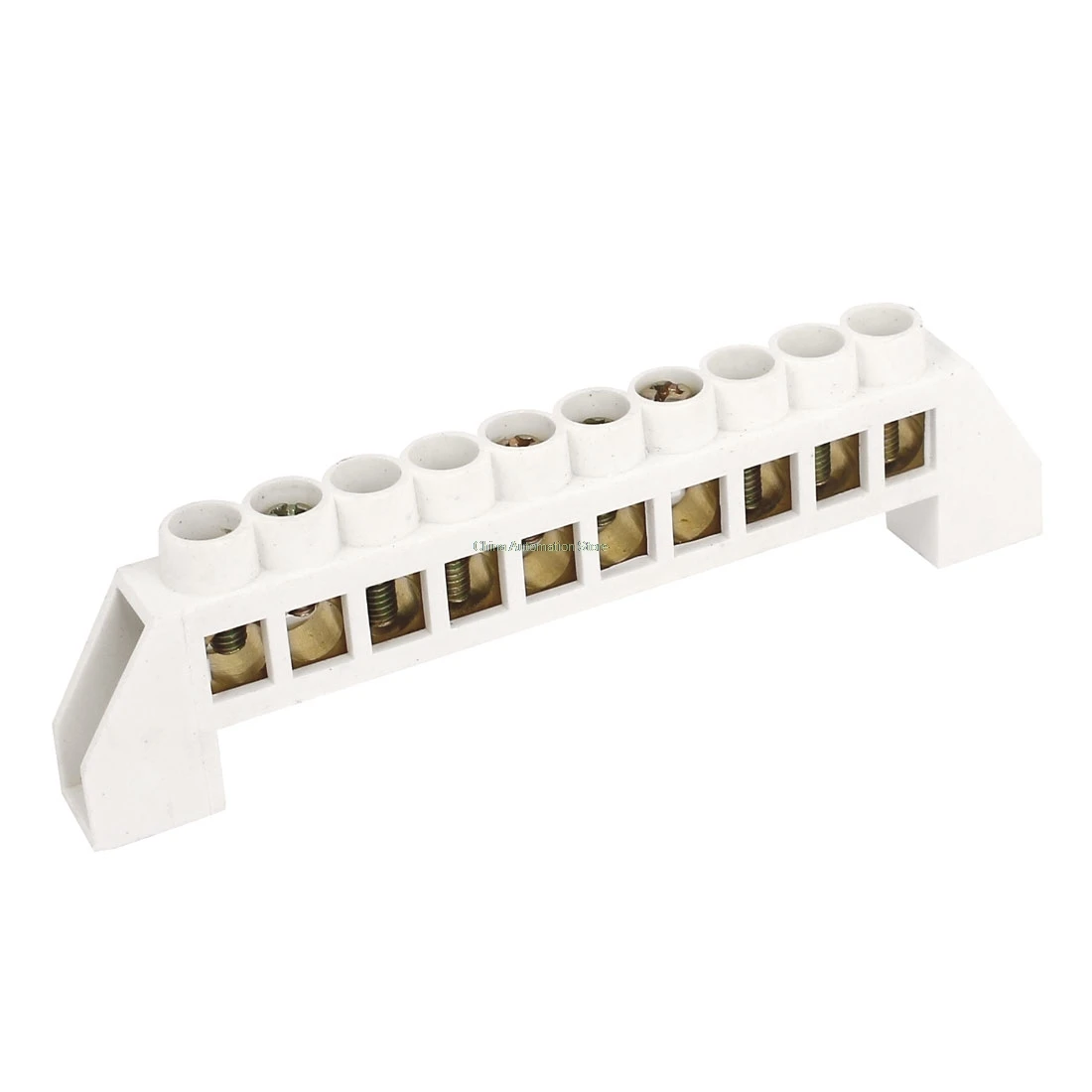 

2PCS White Bridge Design Zero Line 10 Position Copper Grounding Strip Terminal Block Connector