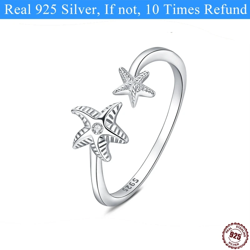 Женское открытое кольцо со сверкающими морскими звездами комплект циркония из