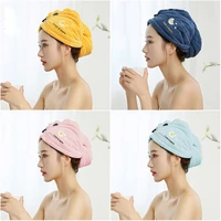 daisy hair towels quick drying absorbent turban letter embroidery anti frizz bath spa hair wipe long curly dry hair towel