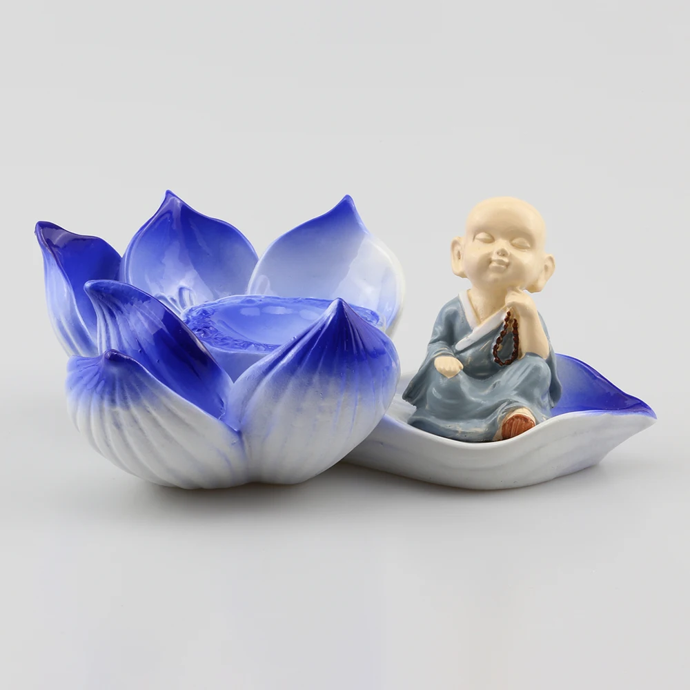Подставка для выставки в виде фигурки лотоса и монаха стеклянная линза шарик