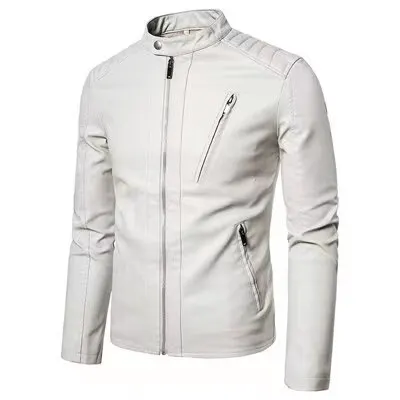 

Spring And Autumn Men's Fashion Casual Baseball Jacket Slim Standing Collar Soft Thin Section Handsome Health Leather Coat