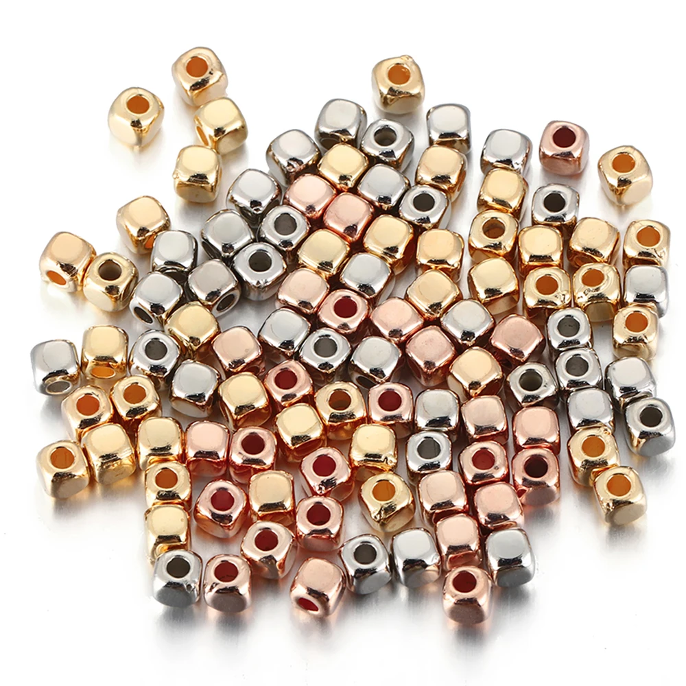 

400pcs 3-4mm CCB Square Spacer Beads Rose Gold Color Mini Seed bead for Bracelet Necklace Jewelry Making DIY Needle Accessories