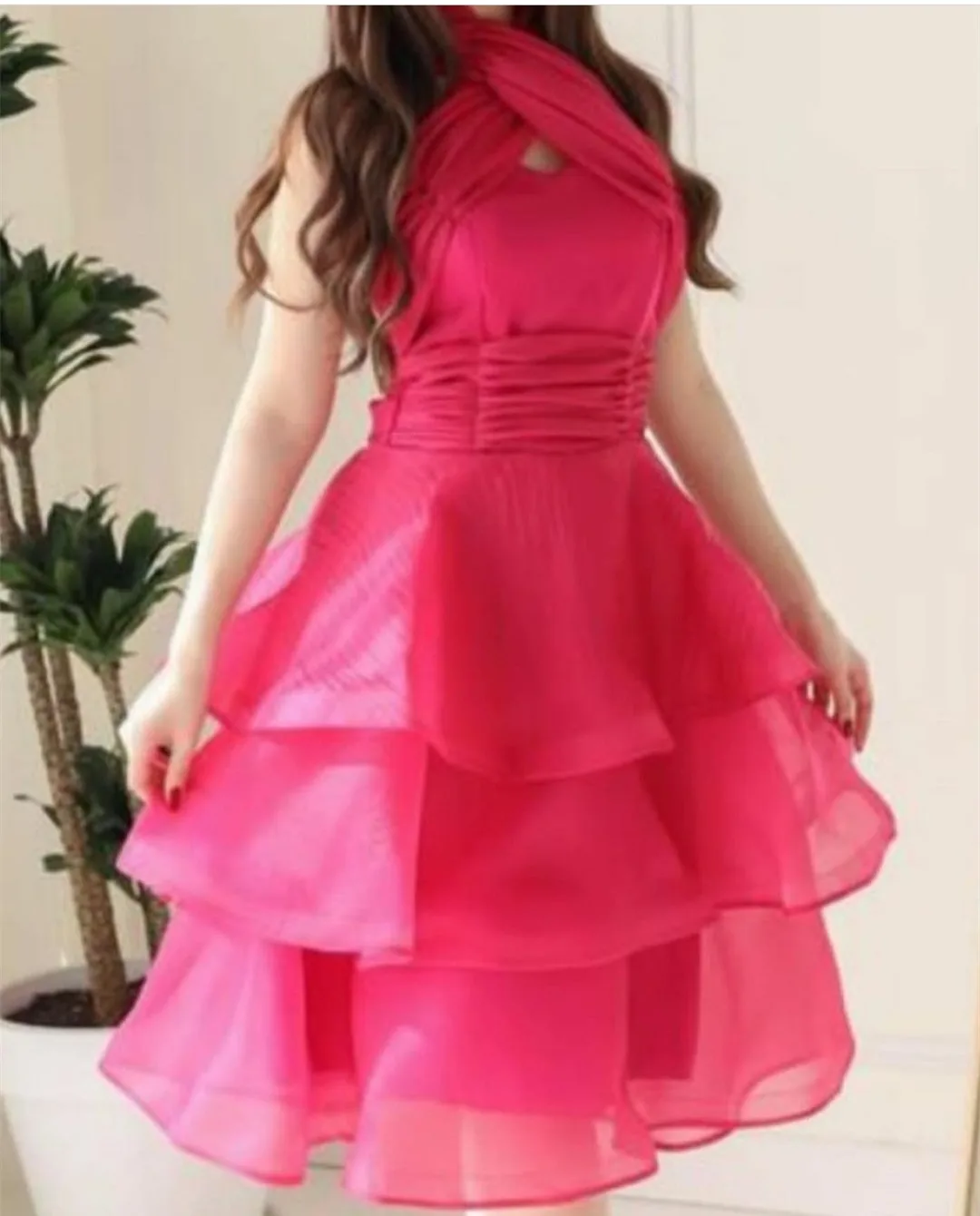 

Женское винтажное вечернее платье, короткое платье из органзы с лямкой на шее, ТРАПЕЦИЕВИДНОЕ ПЛАТЬЕ до середины икры, платье для выпускного вечера