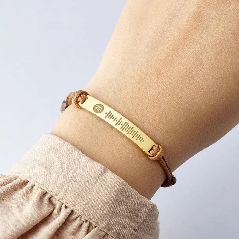 

Custom Printed Music Code Women Personalized String Adjustable Stainless Steel Bracelet Friendship Jewelry Fashion Birthday Gift