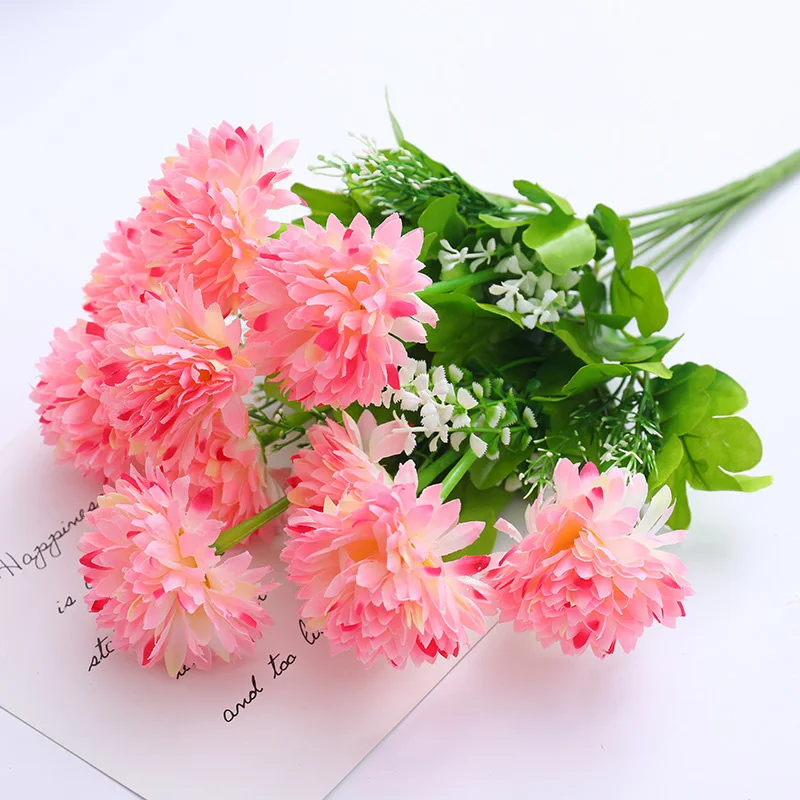

1 Bunch Sweeping Chrysanthemum False Hydrangea Flower Ornaments Silk Home Wedding Decoration Artificial Plant Table Deco