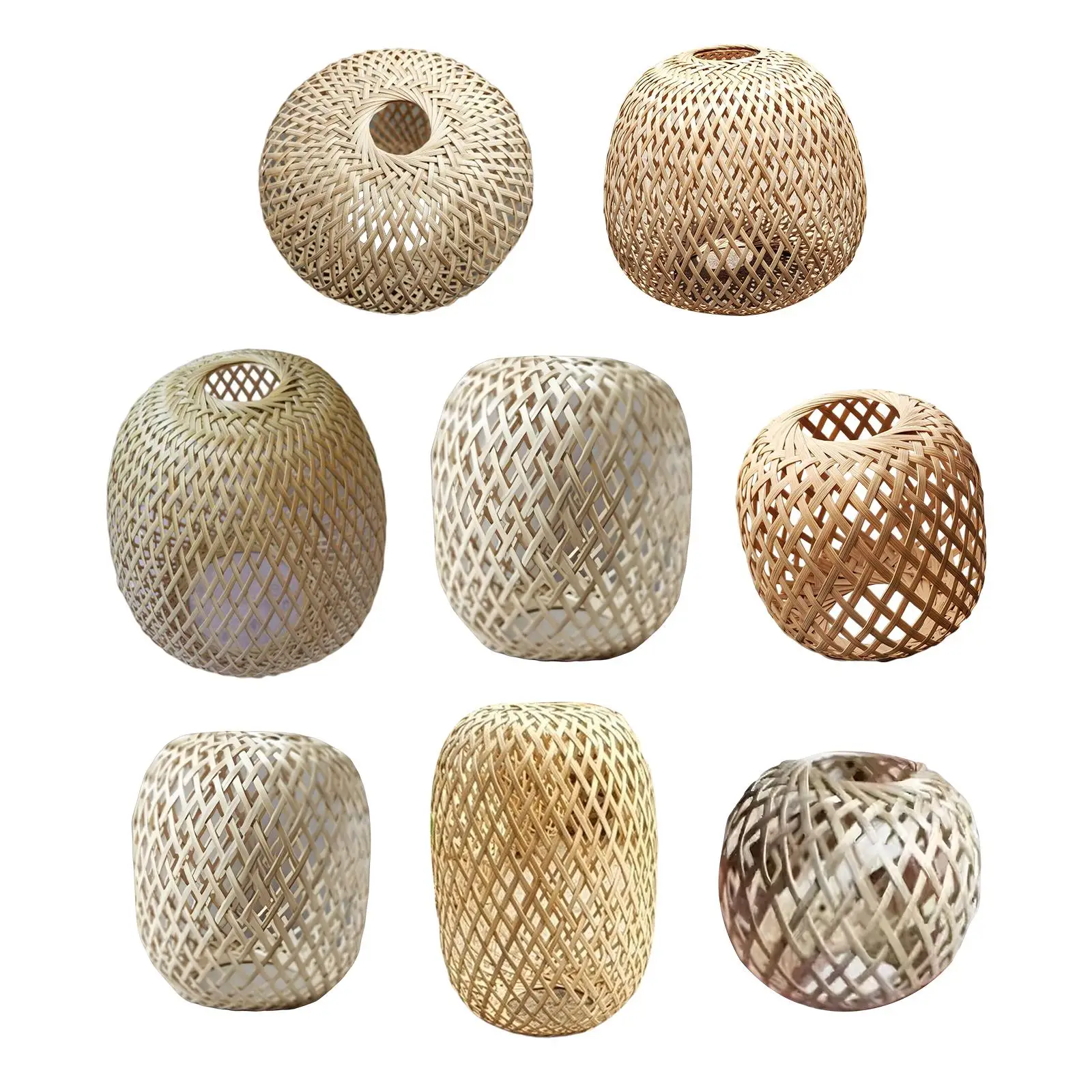 

Pendant Lamp Shade Handmade Weave Ceiling Light Cover Lantern Retro Style Bamboo Woven Lampshade for Teahouse Living Room Office
