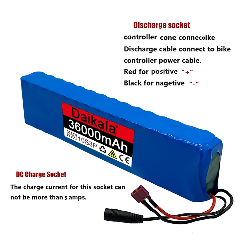 

Rechargeable Lithium Battery 10S3P 36V 36Ah 18650 600W, Used For Bicycles, Scooters, And Electric Vehicles With BMS