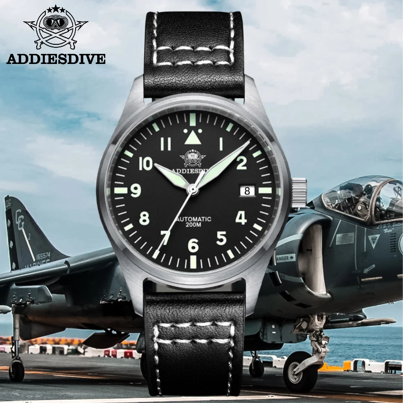 Фото ADDIESDIVE AD2519 reloj hombre сапфировые автоматические механические часы с черным циферблатом, водонепроницаемые 200 м, дайверские часы, супер светящиеся часы №3