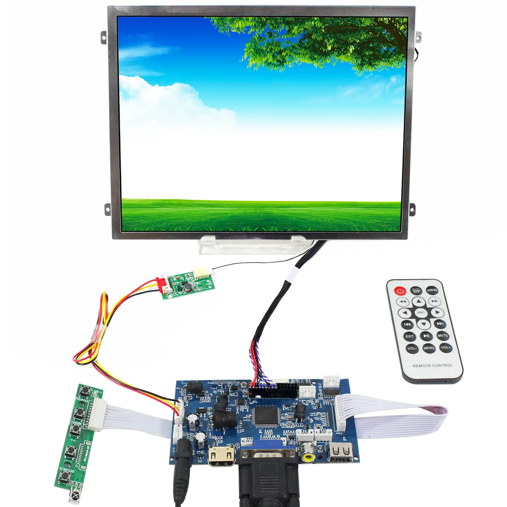 

HD-MI VGA+2AV LCD Board with 10.4inch 1024X768 IPS Wide viewing angle Brightness 500nit LCD Screen Used For Industrial Displays