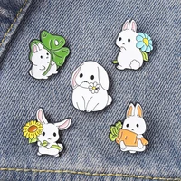 enamel sunflowers rabbits pins badges cute cartoon carrot animal bunny lapel pins brooches for backpack clothes kawaii jewelry