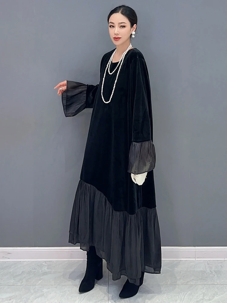 Женское бархатное Сетчатое платье SHENGPALAE корейское модное элегантное