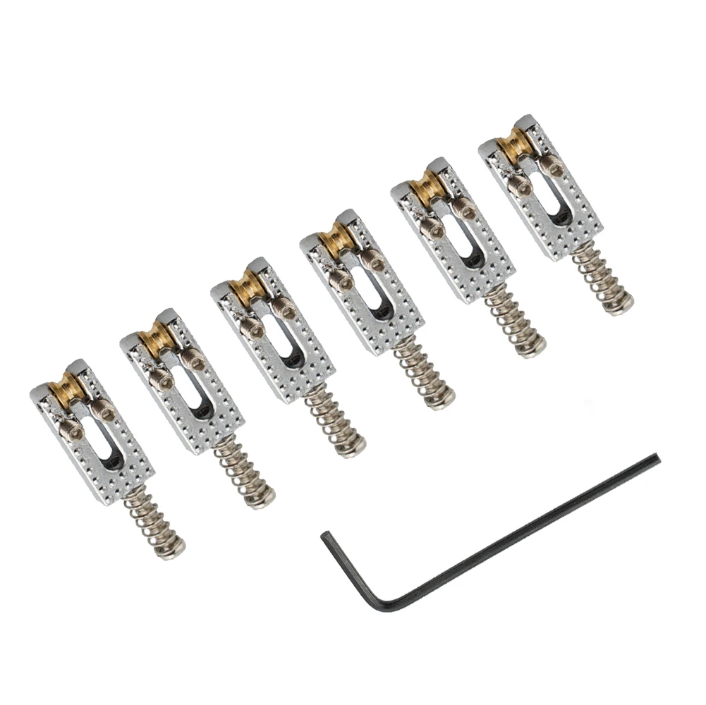 

6 Roller Bridge Tremolo Saddles With Wrench Prevent String Breakage For Strat Tele Electric Guitar Chrome Color Part Accessories
