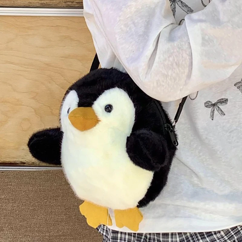 Cartoon Creative Penguin Plush Messenger Bag Cute Versatile Crossbody For Women Girls Fashion Kawaii Casual Doll Gifts