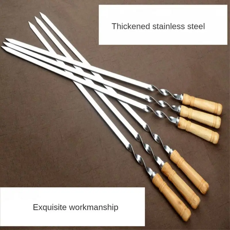 6 шт. 60 см длинная ручка шашлык для барбекю шампуры гриль-палочка деревянная вилка