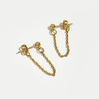 lwong 4mm gold color ball chain ear jacket earrings for women minimalist ear cuff earrings simple thin chain wrap earrings gifts
