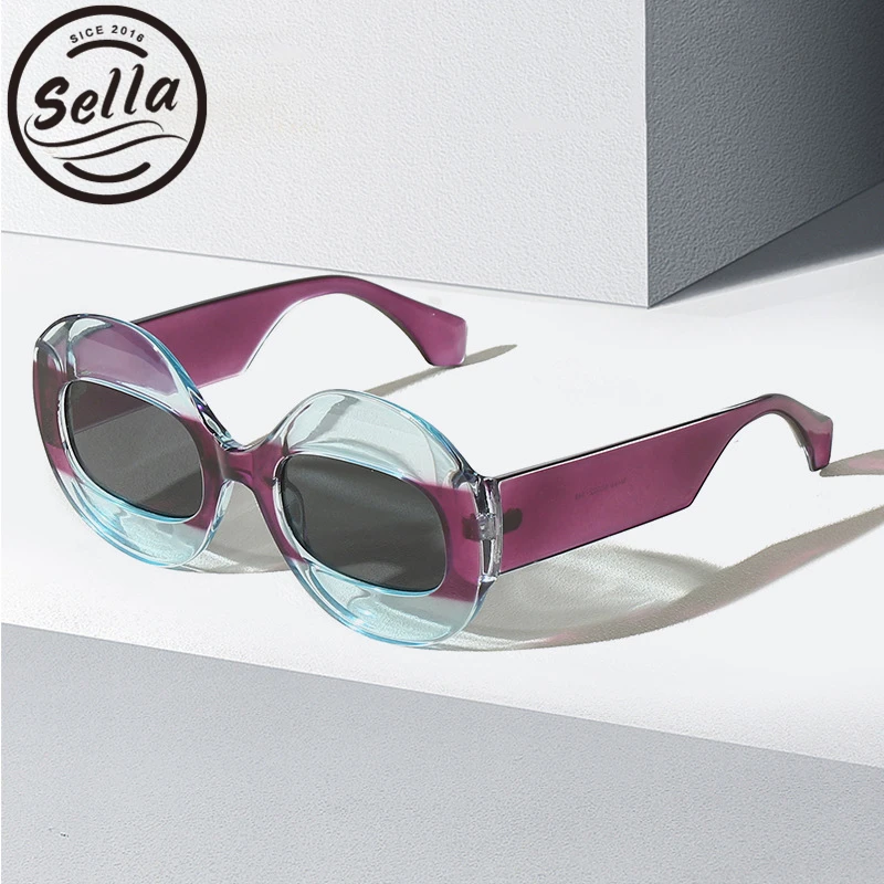 

Sella New Fashion Men Women Retro Vintage Round Sunglasses Trending Unique Wide Frame Clear Lens Glasses Eyewear Oculos De Sol