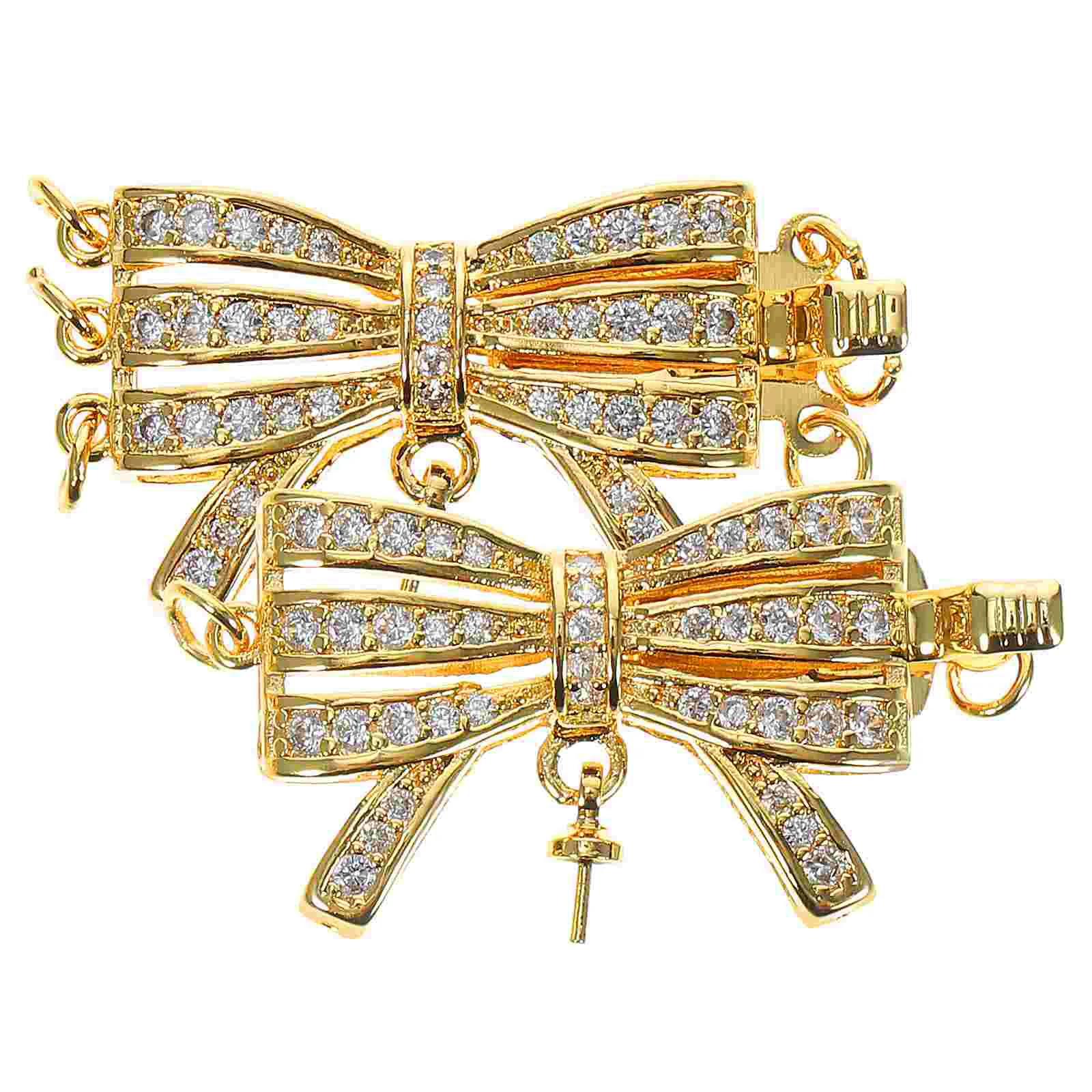 2Pcs Necklace Layering Clasp Bowknot Shape Bracelet Necklace Connector Decorative Jewelry DIY Clasp