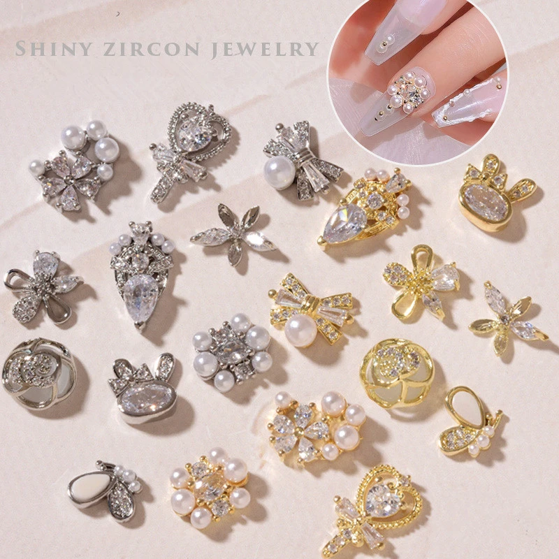 

1PCS Nail Art Zircon Pearls Nail Accessories Flowers Butterflys Shapes For Nail Tips Decorations