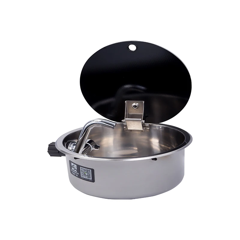 

RV stainless steel wash basin sink with tempered glass lid without faucet in Camper Bus Caravan Travel trailer 300x130mm