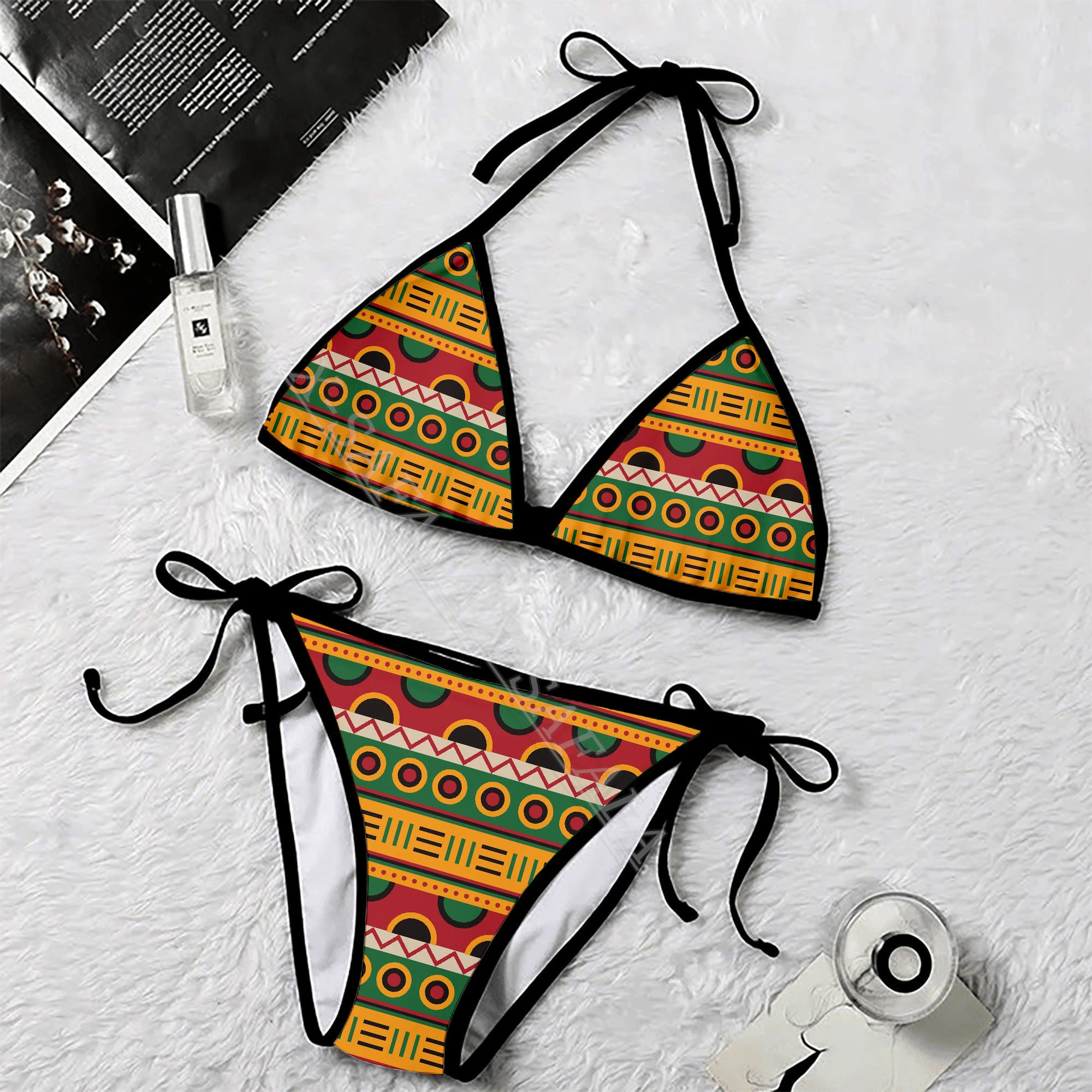 

Африканская культура, 3d-принт, женское микро-треугольное бикини с завязками сбоку, летняя пляжная одежда, Манкини, милый сексуальный пляжный купальный костюм-23