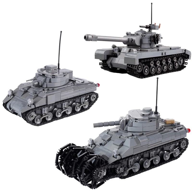 Танк Американский военный Sherman M4 модель MOC строительный блок для землеройщика M26