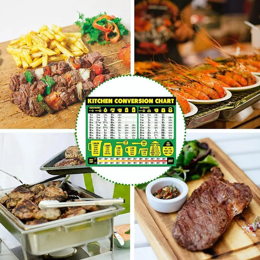 

Kitchen Conversion Chart Magnet - Large Easy To Read 11” X 8.5” Measurement Cheat Sheet For Cooking Baking & Reading V4o1