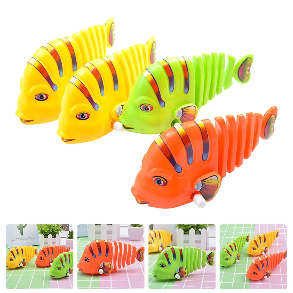 

4Pcs Kids Bath Toys Swing Fish Children'S Clockwork Wind Up Bathtub Take Accessory Funny Shower Plastic Fish Toy (Random Color)
