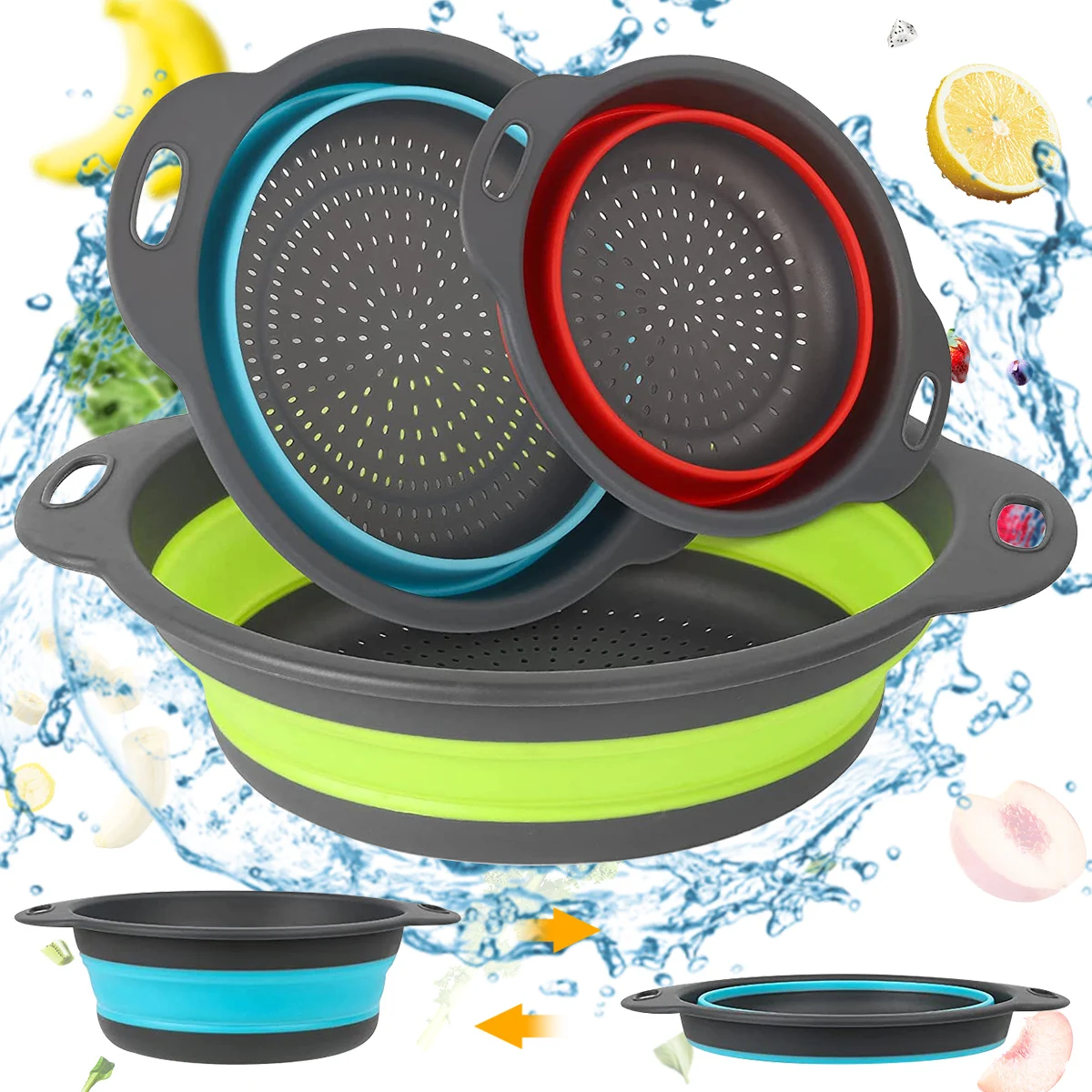 

3 шт., складной дуршлаг для раковины