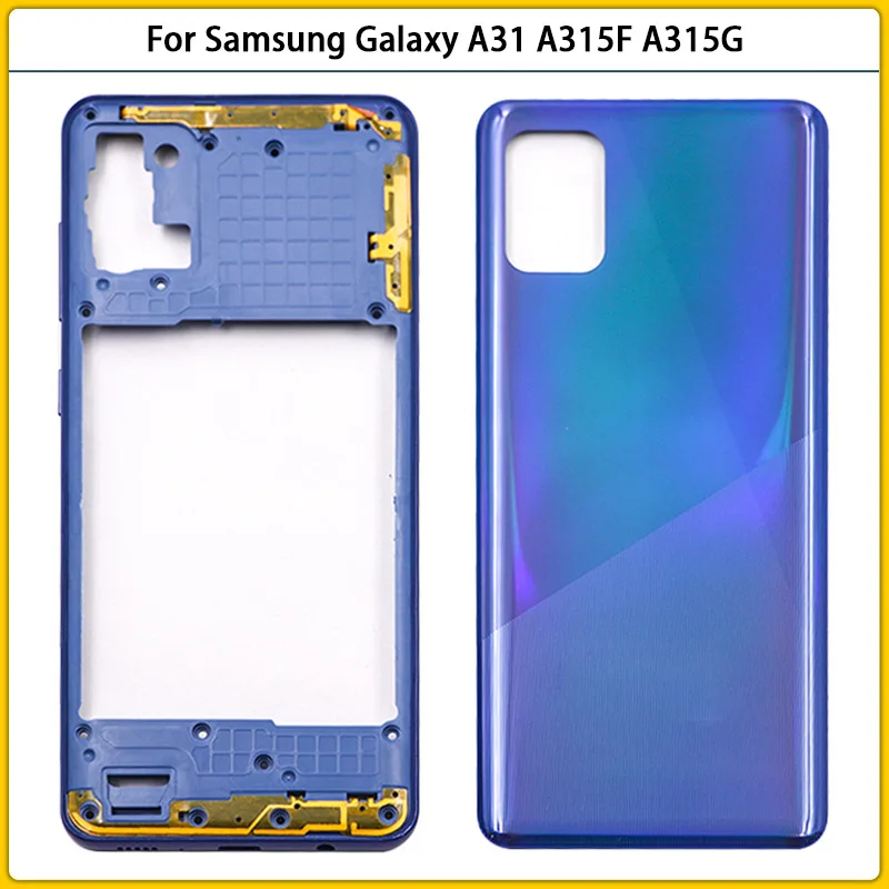 

For Samsung Galaxy A31 A315F A315G A315N A315 Plastic Housing Case Middle Frame Chassis A31 Battery Back Cover Adhesive Replace