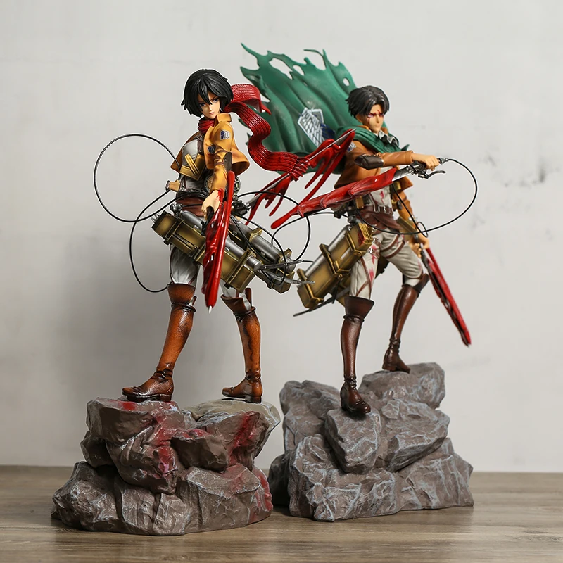

Attack on Titan GK Mikasa Levi Ackerman Battle Damage Ver Figure PVC Collection Model Toy Doll Brinquedos