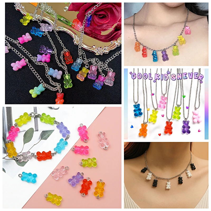 DIY милый медведь жевательный Шарм ожерелье браслет серьги ювелирные изделия из