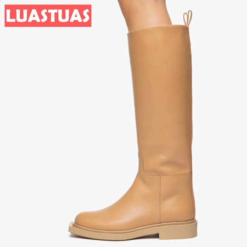 

LuasTuas New Women Knee High Boots 2023 Real Leather Winter Ladies Shoes Fashion Ins Chic Long Boots Footwear Size 34-40