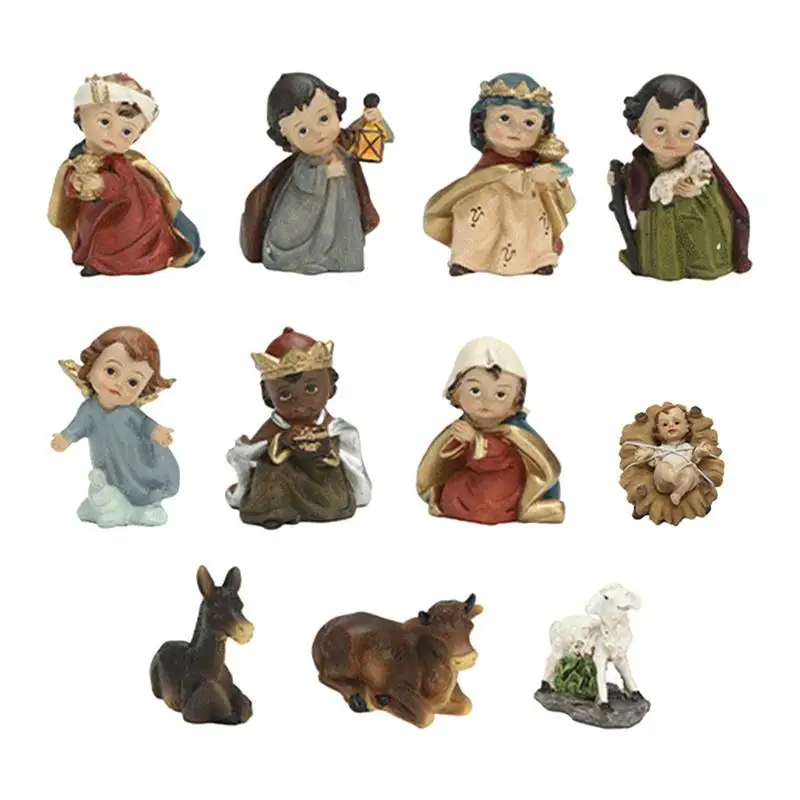 

Christmas Nativity Figurines Resin Indoor Jesus Scene Decors And Figures Kit 11pcs Christmas Decors For Bedroom Desktop