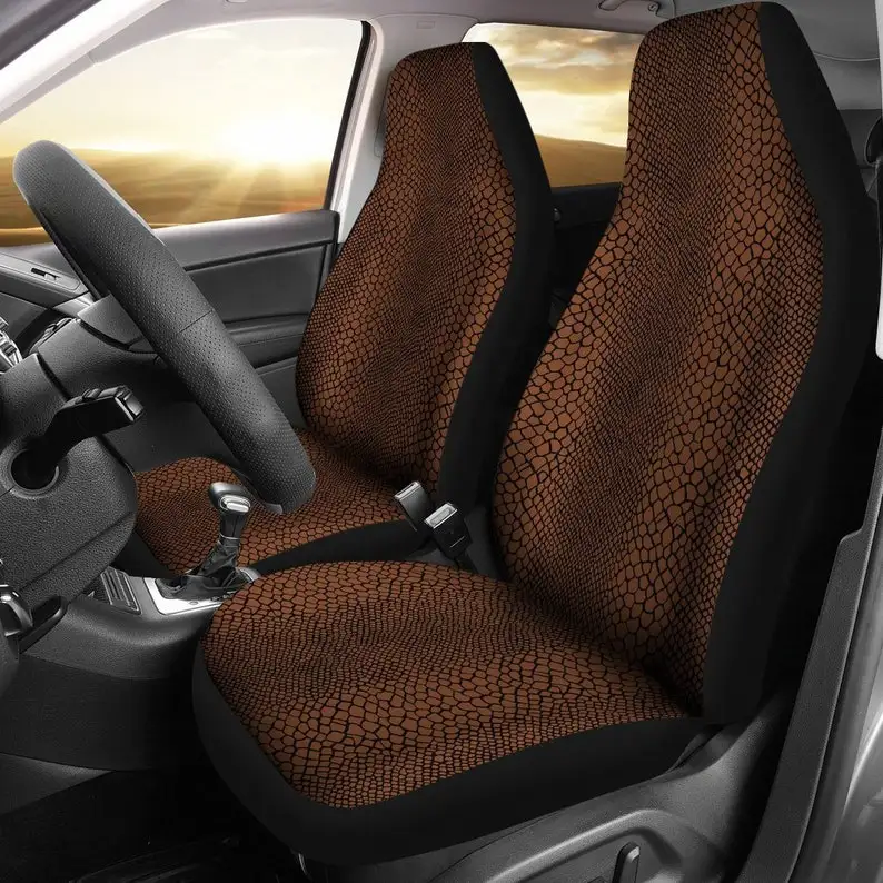 

Cognac Brown and Black Reptile Lizard Snake Skin Scale Car Seat Cover Cover Cover Universal Fit Car SUV Seat