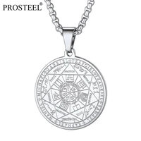 prosteel satanic jewelry necklace archangel amulet for men women round pendant with box chain blacksilvergold psp4699