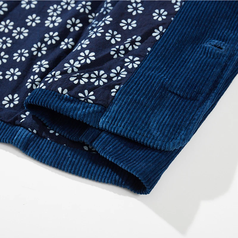 Качественная 100% хлопок индиго ручной работы синяя куртка с растительным